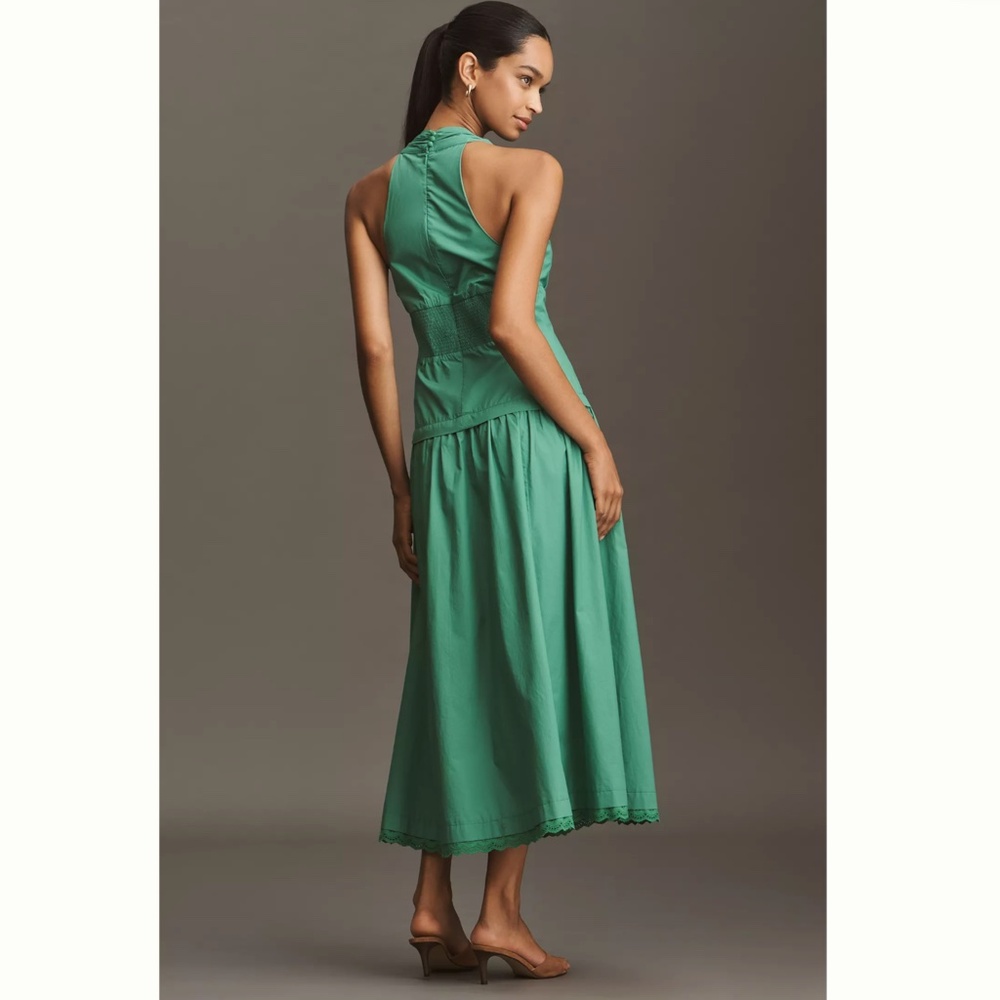Anthropologie Maeve Halter V-Neck Drop-Waist Midi Dress - Picture 3 of 6